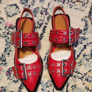 Red flat shoes